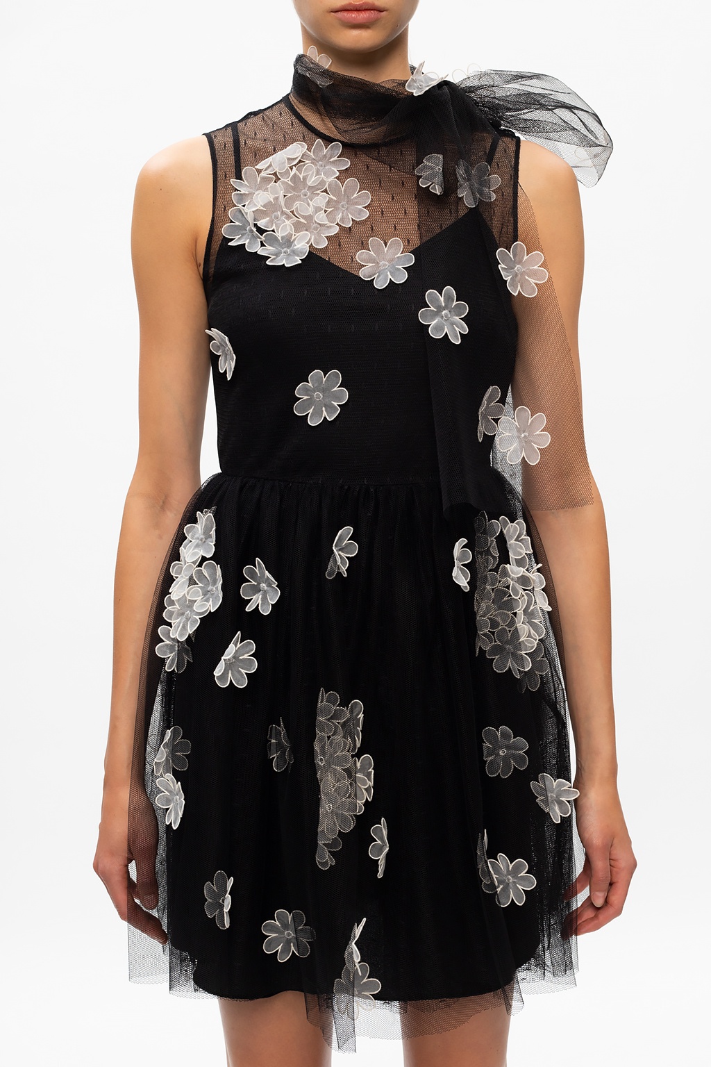 Valentino★素敵！Black/Sheer Tulle Short Sleeve A-Line Dress NWT Valentino Black/Sheer Tulle Short Sleeve A-Line Dress